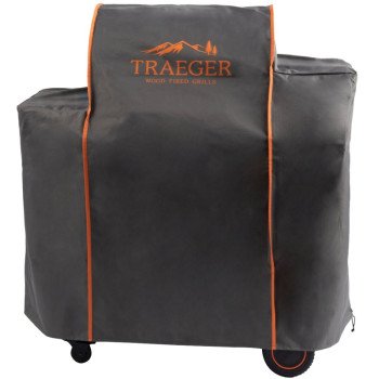 Traeger 1300 BAC360 Grill Cover, 58 in D, 28 in W, 51 in H, Polyester, Gray