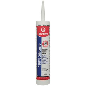 Red Devil 0117CA Silicone Sealant, White, 9 oz Cartridge