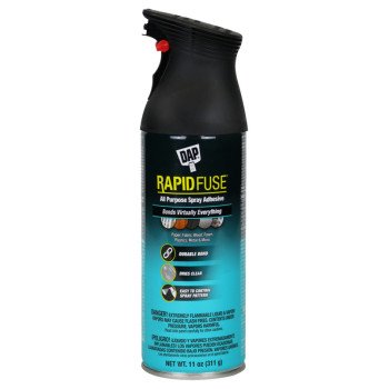 DAP RapidFuse 7079800114 Spray Adhesive, Solvent, Clear, 24 hr Curing, 11 oz Aerosol Can