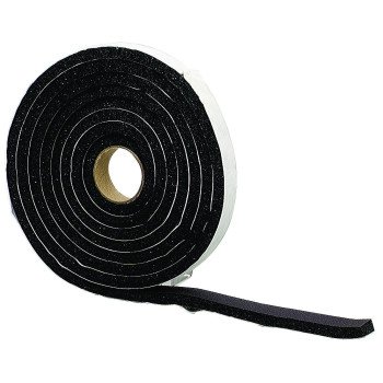 M-D 06635 Premium Weatherstrip Tape, 3/4 in W, 10 ft L, Rubber, Black, 12/PK