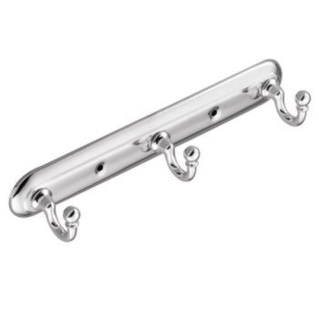 Moen Yorkshire Series 7603CH Robe Hook, 3 lb, 3-Hook, Zinc, Polished Chrome, Screw Mounting