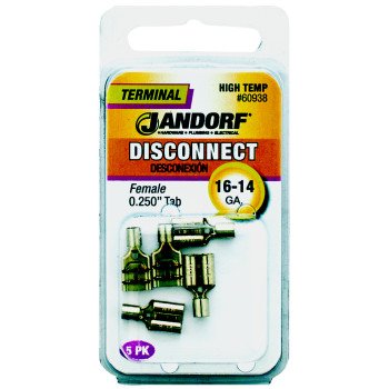 Jandorf 60938 Disconnect Terminal, 16 to 14 AWG Wire, 5/PK