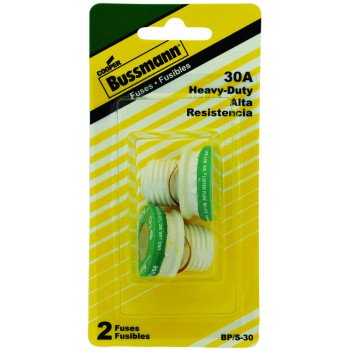 Bussmann BP/S-30 Plug Fuse, 30 A, 125 V, 10 kA Interrupt, Low Voltage, Time Delay Fuse