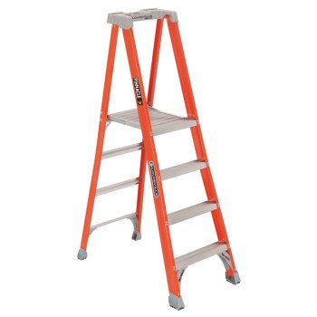 Louisville FXP1704 Platform Ladder, 46 in Max Standing H, 300 lb, Type IA Duty Rating, 4-Rung, 3 in D Step, Fiberglass