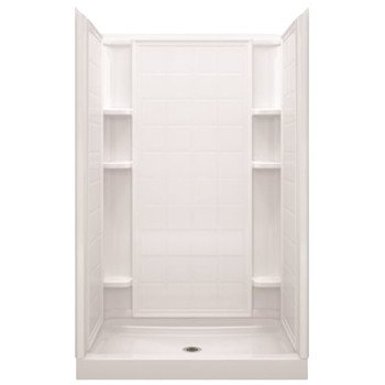 Sterling Ensemble 72122100-0 Shower Back Wall, 72-1/2 in L, 48 in W, Vikrell, High-Gloss, Alcove Installation, White