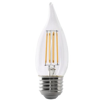 Feit Electric BPEFC60/927CA/FIL LED Bulb, Decorative, Flame Tip Lamp, 60 W Equivalent, E26 Lamp Base, Dimmable, Clear