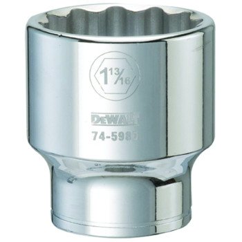 DEWALT DWMT74598OSP Drive Socket, 1-13/16 in Socket, 3/4 in Drive, 12-Point, Vanadium Steel, Polished Chrome