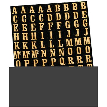 Hy-Ko MM-1 Packaged Number and Letter Set, 5/16 in H Character, Gold Character, Black Background, Mylar