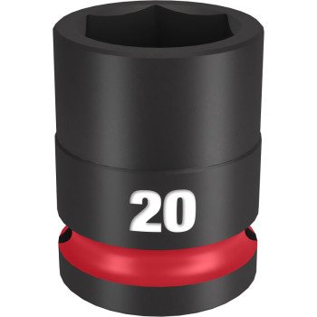 Milwaukee SHOCKWAVE Impact Duty Series 49-66-6252 Shallow Impact Socket, 20 mm Socket, 1/2 in Drive, Square Drive