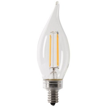 Feit Electric BPCFC40/950CA/FIL/4 LED Bulb, Decorative, Flame Tip Lamp, 60 W Equivalent, E12 Lamp Base, Dimmable, 4/PK