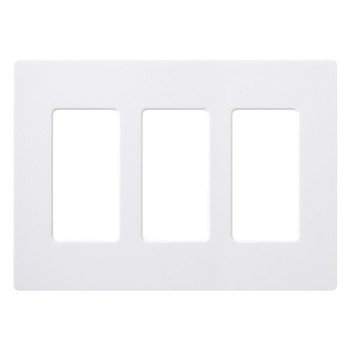 Lutron CW-3B-WH Wallplate, 4.69 in L, 6.56 in W, 3 -Gang, Plastic, White, Gloss