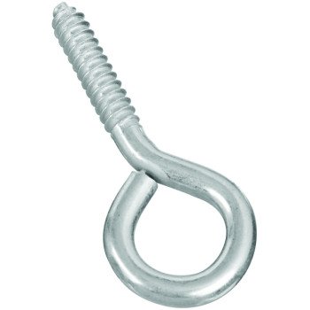 National Hardware N220-418 Large Screw Eye, #0, 2 in L Thread, 3-7/8 in OAL, 190 lb Working Load, Steel, Zinc