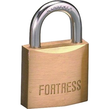 American Lock Fortress Series 1840D Padlock, Keyed Different Key, 1/4 in Dia Shackle, Steel Shackle, Solid Brass Body