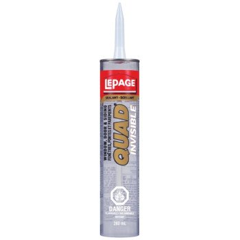 LePage Quad 1880786 Sealant, Clear, 7 to 14 days Curing, 20 to 100 deg F, 280 mL Cartridge