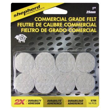 Shepherd Hardware 6706 Protective Pad, Felt, Beige, 1 in Dia, Round