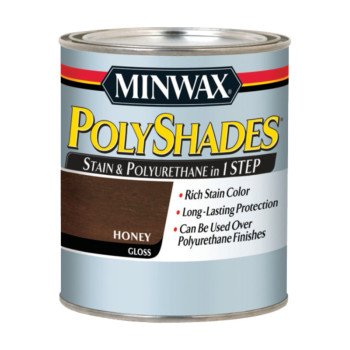 Minwax 214964444 Waterbased Polyurethane Stain, Gloss, Liquid, Honey, 0.5 pt