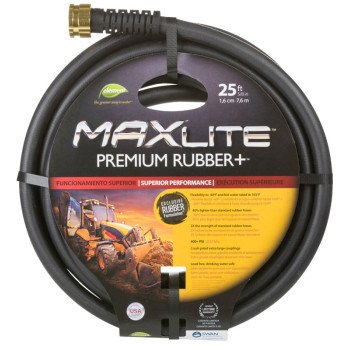 Swan SGC58025 Garden Hose, 25 ft L, Rubber, Black