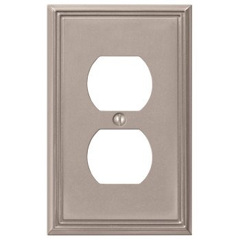 AmerTac Metro Line 77DBN Outlet Wallplate, 4-7/8 in L, 3 in W, 1 -Gang, Metal, Brushed Nickel, Wall Mounting