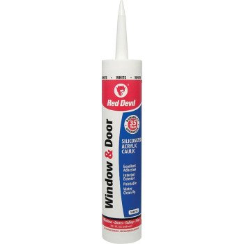 Red Devil 0846 Siliconized Acrylic Caulk, White, -20 to 180 deg F, 10.1 fl-oz Cartridge