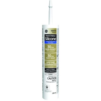 GE Silicone II GE7000C Window and Door Caulk, White, 65 deg F, 10.1 oz