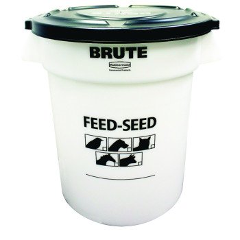 Rubbermaid 1868861 Feed-Seed Container with Lid, Plastic, White