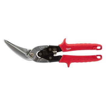 Milwaukee 48-22-4538 Long Cut Aviation Snip, 11 in OAL, 3 in L Cut, Left, Straight Cut, Steel Blade, Red Handle