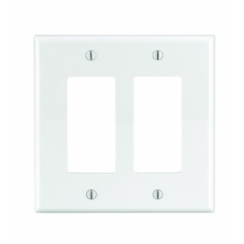 Leviton PJ262-W Wallplate, 4.88 in L, 4.94 in W, 2-Gang, Nylon, White