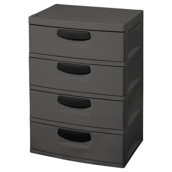 Sterilite 01743V01 Drawer Unit, 4-Drawer, Plastic, 25-5/8 in OAW, 35-3/4 in OAH, 19-1/4 in OAD