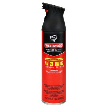 DAP Weldwood 7079800120 Contact Cement Spray Adhesive, Solvent, Clear, 24 hr Curing, 14 oz Aerosol Can