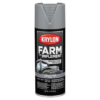 Krylon K01950007 Farm and Implement Primer, Sandable Gray Primer, 12 oz