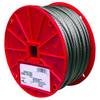 Campbell 7000826 Aircraft Cable, 1/4 in Dia, 250 ft L, 1280 lb Working Load, 304 Stainless Steel