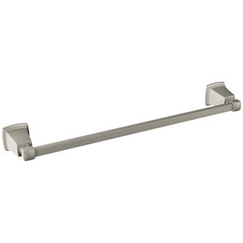 Moen Boardwalk Series Y3224BN Towel Bar, 24 in L Rod, Zinc, Brushed Nickel, Wall Mounting