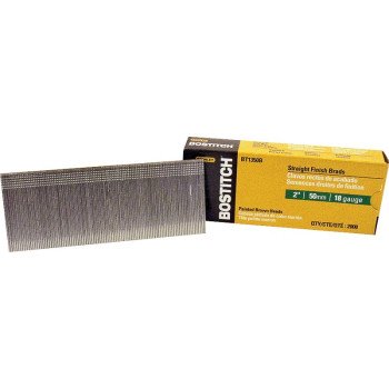 Bostitch BT1350B Nail, Glue Collation, 2 in L, 18 Gauge, Steel, Coated, Brad Head, Smooth Shank, 2000/PK