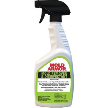 Mold Armor FG552 Mold Remover and Disinfectant, 32 oz, Liquid, Benzaldehyde Organic, Clear