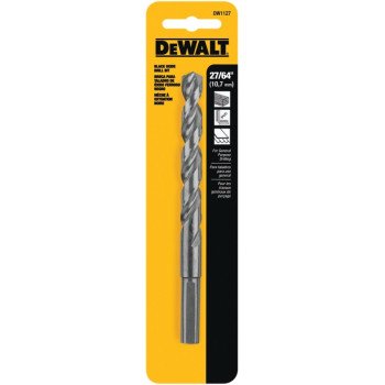 DEWALT DW1127 Jobber Drill Bit, 27/64 in Dia, 5-1/2 in OAL, Parabolic Flute, 27/64 in Dia Shank, Round Shank