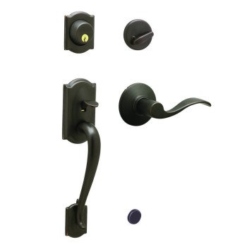 Schlage Camelot Series F60VCAM/ACC716 Combination Lockset, Mechanical Lock, Lever Handle, Wave Design, Aged Bronze