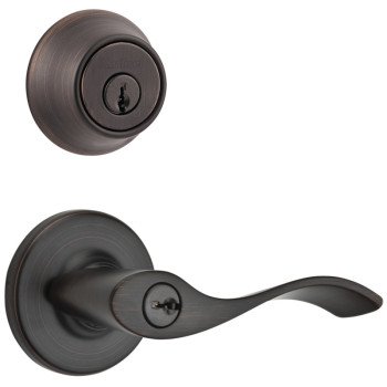 Kwikset 690BL 11P CP Deadbolt and Entry Lockset, Lever Handle, Balboa Design, Venetian Bronze, 3 Grade