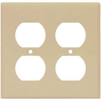 Eaton Wiring Devices 2150V-BOX Receptacle Wallplate, 4-1/2 in L, 4-9/16 in W, 2 -Gang, Thermoset, Ivory