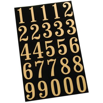 Hy-Ko MM-3N Packaged Number Set, 1-3/4 in H Character, Gold Character, Black Background, Mylar