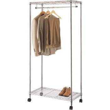 GARMENT RACK W/ WHEELS CHRM   