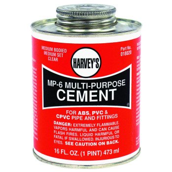 Harvey 18020-12 Solvent Cement, 16 oz Can, Liquid, Milky Clear