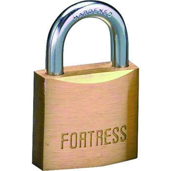 American Lock Fortress 1840Q Padlock, Keyed Alike Key, 1/4 in Dia Shackle, Steel Shackle, Brass Body