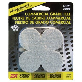 Shepherd Hardware 6707 Protective Pad, Felt, Beige, 1-1/2 in Dia, Round