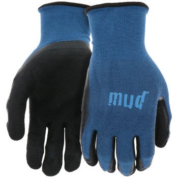 Mud SM7196B/ML Work Gloves, M, L, Bamboo/Latex/Spandex, Black/Cadet Blue