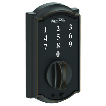 Schlage BE375 CAM 716 Electronic Deadbolt, Aged Bronze, Residential, 1 Grade, Metal, Thumbturn Interior Handle