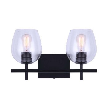 Canarm CAIN IVL1019A02BK Vanity Light, 120 V, 200 W, 2-Lamp, Type A Lamp, Metal Fixture, Black Fixture