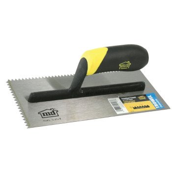 M-D 49116 Tile Installation Trowel, 12 in L, 4-1/2 in W, V Notch, Comfort-Grip Handle