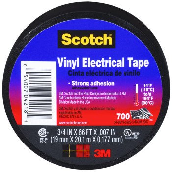 Scotch 4218-BA-40 Electrical Tape, 66 ft L, 3/4 in W, Vinyl Backing, Black