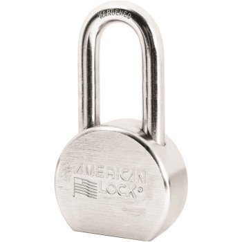 American Lock A701KA#27244 Padlock, Keyed Alike Key, 7/16 in Dia Shackle, 2 in H Shackle, Steel Body, Chrome