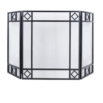 Simple Spaces S38907BK Fire Place Panel Screen, 52 in W, 30 in H, Steel, Powder Coated, Black